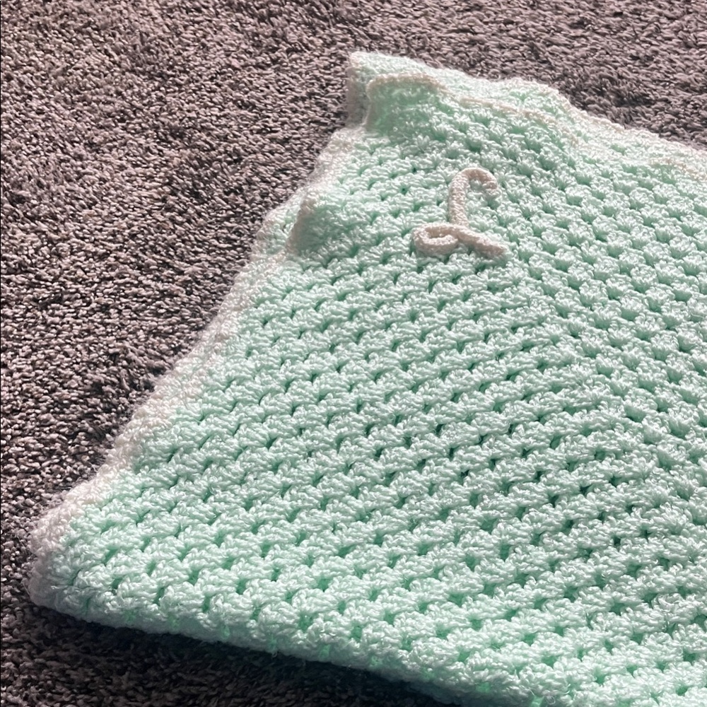 Mint Green Crochet Baby Blanket